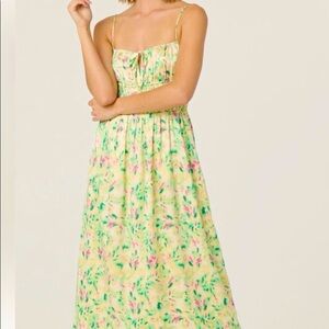 NWT ASTR the Label Smocked Maxi Dress yellow Floral size Small